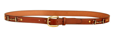 Tory Leather 1" Snaffle Bit Belt with Brass Snaffle Bits & Buckle