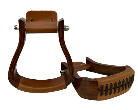 Showman® Dark Finish Wooden Western Stirrups