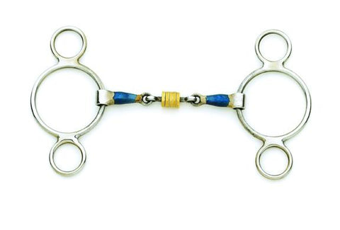 Centaur® Blue Steel Double-Jointed Disc 2-Ring Gag Bit