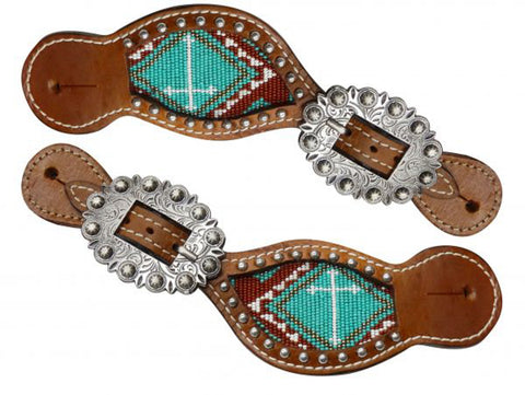 Showman® Beaded Cross Western Spur Straps