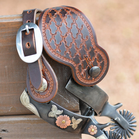 Martin Saddlery® Tombstone Weathered Antique Spur Straps with Twisted Wire Tooling