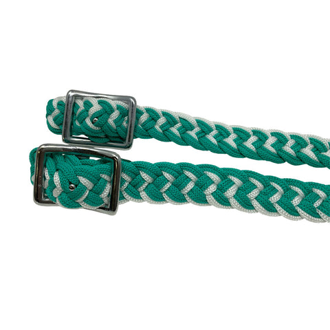 Teal & White Braided Nylon Contest Reins