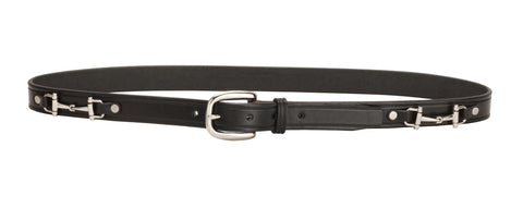 Tory Leather 1" Snaffle Bit Belt with Nickel Snaffle Bits & Buckle