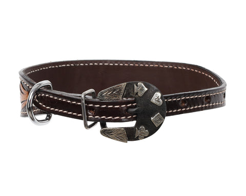 Showman® Diamond Flush Leather Dog Collar