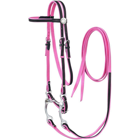 King Series Nylon Browband Western Bridle with Leather Overlay