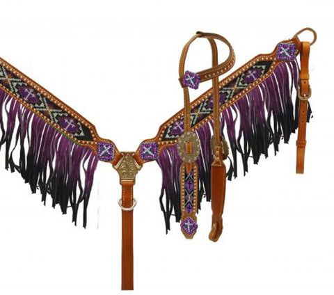 Showman® Ombré Fringe Headstall & Breast Collar Set