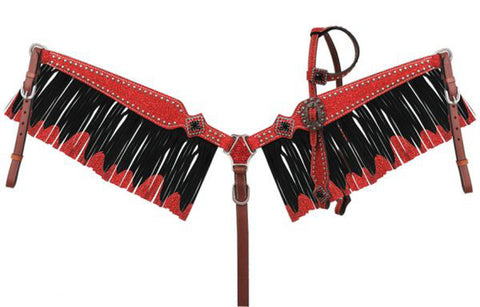 Showman® Glitter Overlay Leather Headstall, Reins & Breast Collar Set