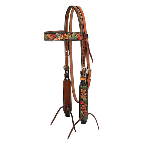 Weaver Leather® Turquoise Cross Cactus Tooled Browband Headstall