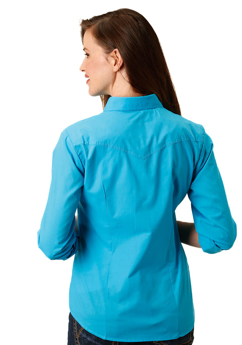 Roper® Ladies’ Solid Turquoise Long Sleeve Snap Western Shirt