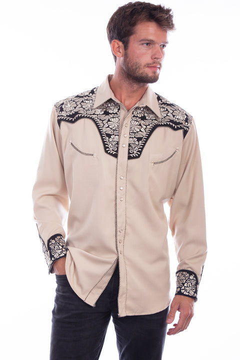 Scully Leather Men’s Floral Tooled Embroidery Shirt