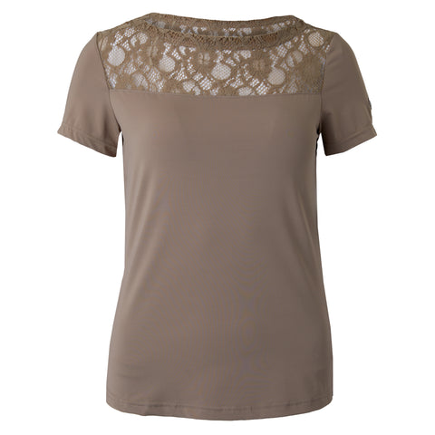B Vertigo Ladies’ Natalia Boat Neck Shirt with Lace Detail