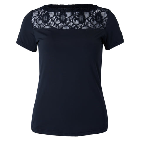 B Vertigo Ladies’ Natalia Boat Neck Shirt with Lace Detail