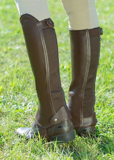 Horze Leather Half Chaps with Elastic