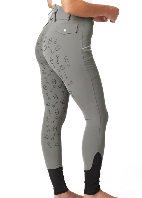 Horze Ladies’ Mabel High-Waist Bit-Print Silicone Full-Seat Breech