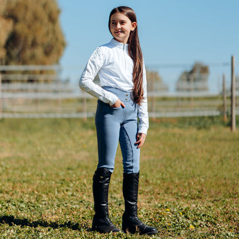 Horze Marlee Kids’ Pull-On Full Seat Tight with Contrast Stitching