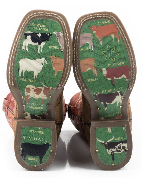 Tin Haul Little Kids’ 3D Illusion, Cattle Sole Boots
