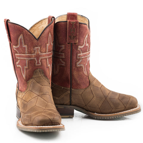 Tin Haul Little Kids’ 3D Illusion, Cattle Sole Boots