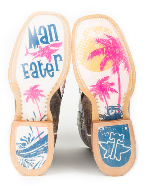 Tin Haul Ladies’ Gnarly Pink Shark, Man Eater Sole Boots
