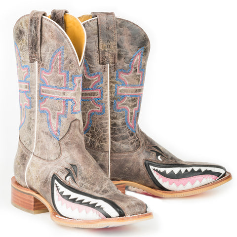 Tin Haul Ladies’ Gnarly Pink Shark, Man Eater Sole Boots