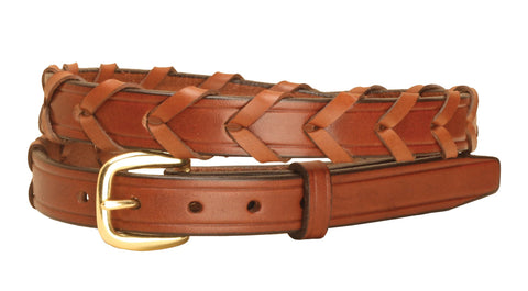 Tory Leather ¾" Laced Belt with Brass Buckle
