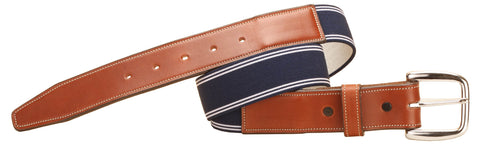 Tory Leather Striped Elastic and Leather Belt