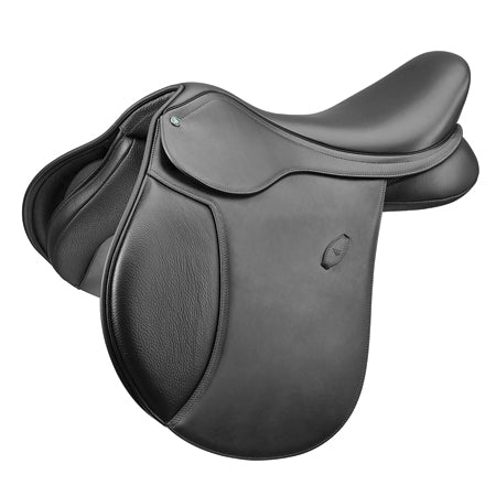 Black english saddle on a white background