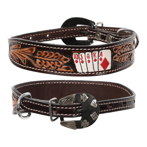 A dog collar with card deck pattern