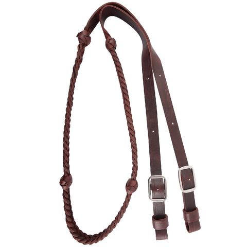 Martin Saddlery® Braided 5-Strand Barrel Rein with Knots - 7/8" Thick with Buckle Ends