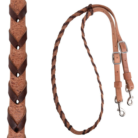 Martin Saddlery® Latigo Laced Barrel Rein - 5/8" Thick, Buckle and Keeper Snap Ends