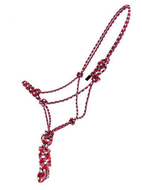 Horse Size Red/White/Blue Cowboy Knot Halter with Removable Lead
