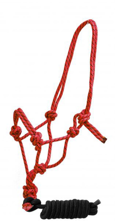 Braided Nylon Cowboy Knot Rope Halter with Removable Lead