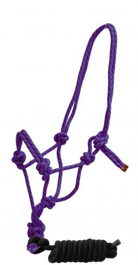Braided Nylon Cowboy Knot Rope Halter with Removable Lead