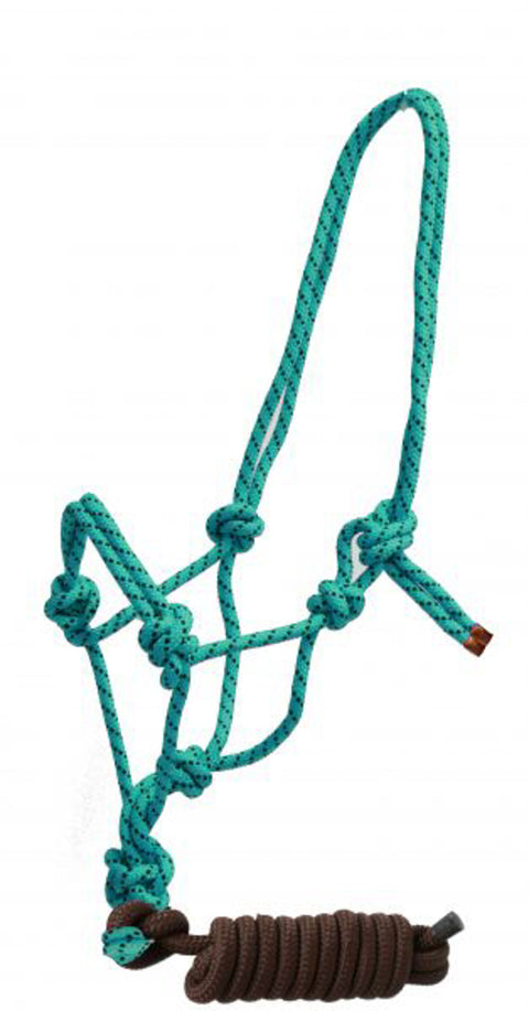 Braided Nylon Cowboy Knot Rope Halter with Removable Lead