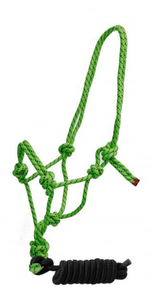 Braided Nylon Cowboy Knot Rope Halter with Removable Lead