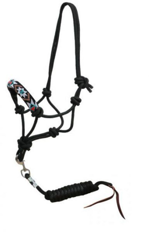 Showman® Beaded Nose Cowboy Knot Rope Halter with Lead