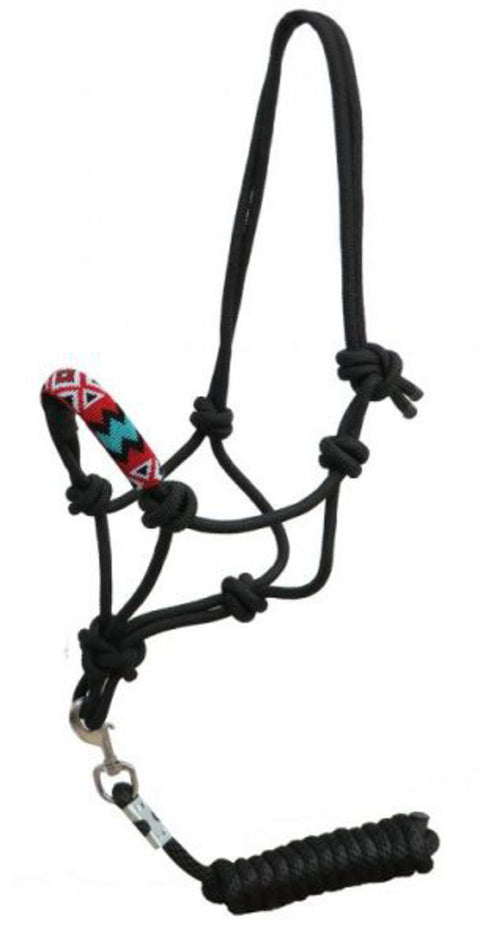 Showman® Beaded Nose Cowboy Knot Rope Halter with Lead