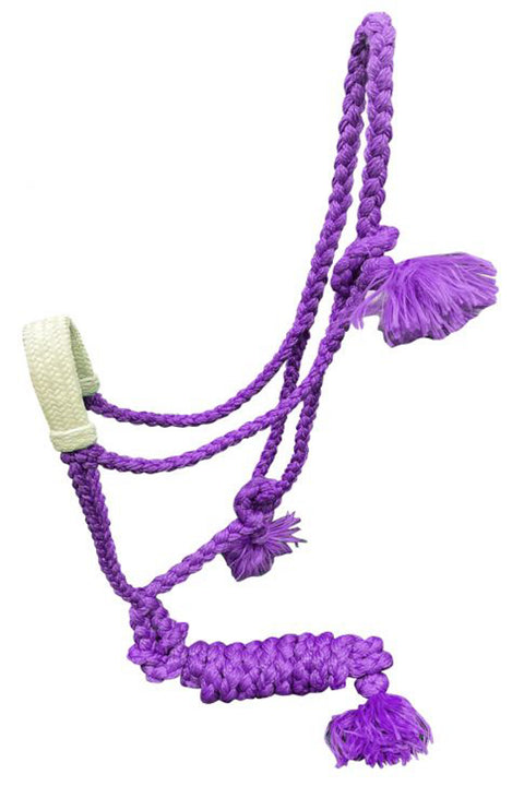 Showman® Woven Nylon Mule Tape Halter, Rawhide-Braided Nose & Lead