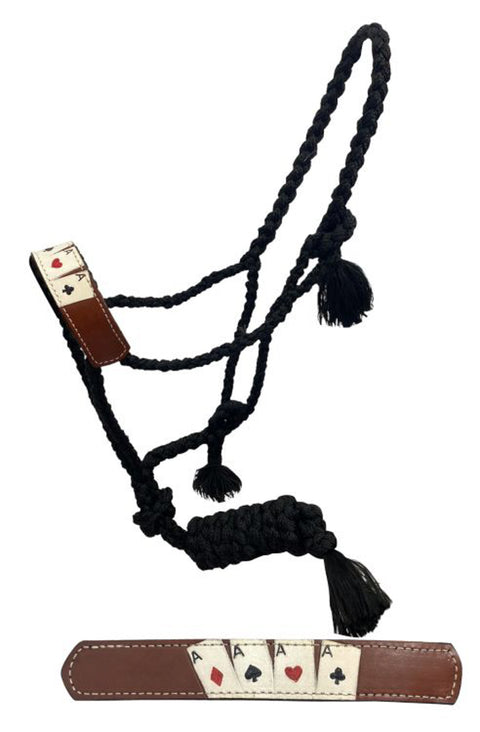 Showman® Four-of-a-Kind Woven Black Nylon Mule Tape Halter with Lead