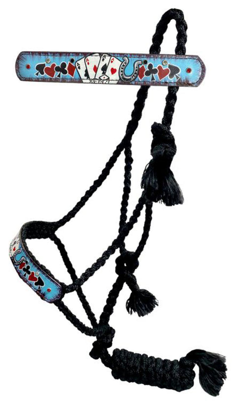 Showman® Electric Aces Woven Black Nylon Mule Tape Halter with Lead