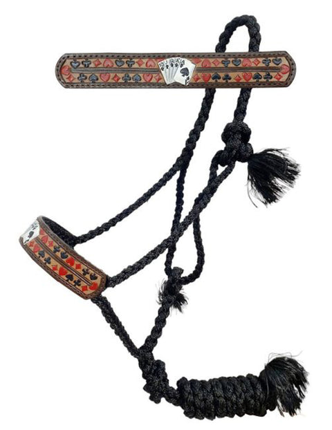 Showman® Woven Black Nylon Mule Tape Halter, Royal Flush Nose, with Lead