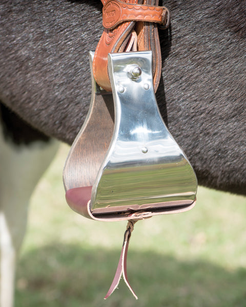 Metalab Open Range 5 1/4" Stainless Steel Covered Wooden Stirrups