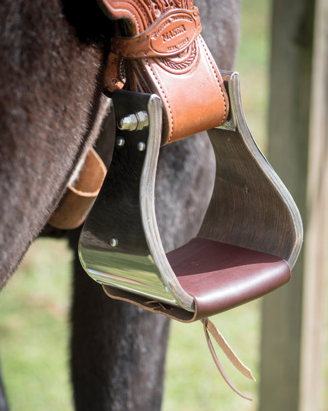 Metalab Open Range 5 1/4" Stainless Steel Covered Wooden Stirrups