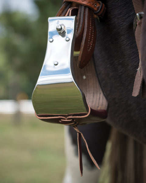 Metalab Open Range 4 1/4" Stainless Steel Covered Wooden Stirrups