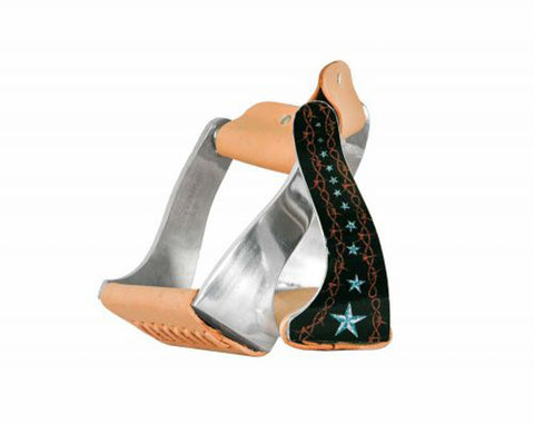 Showman® Lightweight Twisted Angled Aluminum Stirrups with Barbwire Star Design
