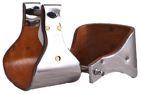 Showman® Polished Stainless Steel Covered Wood Western Stirrups