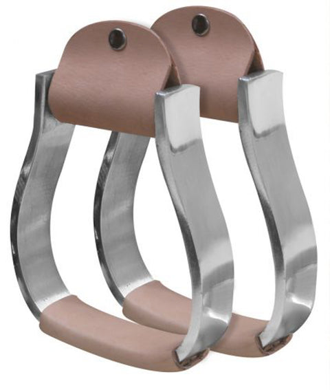Showman® Pony/Youth Polished Aluminum Stirrup with Light Leather Treads