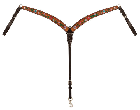 Weaver Leather® Turquoise Cross Floral Vine Contoured Breast Collar