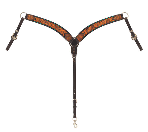 Weaver Leather® Turquoise Cross Breast Contoured Floral Buckstitch Collar