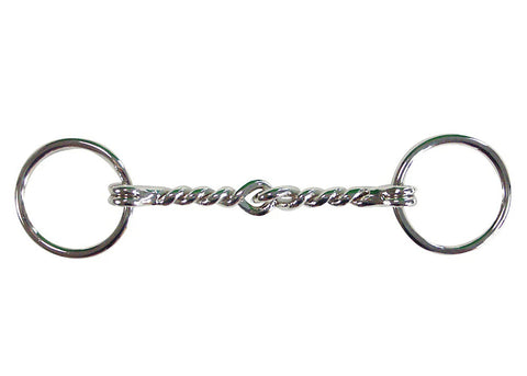 Miniature Malleable Iron Single-Row Twisted Wire Loose Ring Snaffle Bit, 3 1/2" Mouth