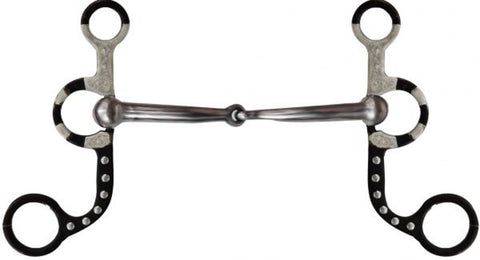 Showman® Black Steel Bit with Silver Beads & Engraved Silver Accents